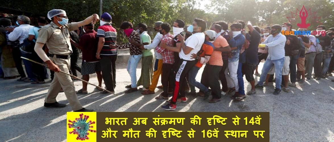 कोरोना अपडेट: संक्रमण की दृष्टि से 14वें और मृत्यु की दृष्टि से 16वें स्थान पर पहुंचा भारत